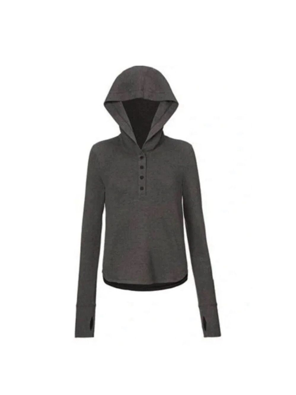 CAbi Charcoal Hooded Henley Pullover #4638 - Size Small - EUC